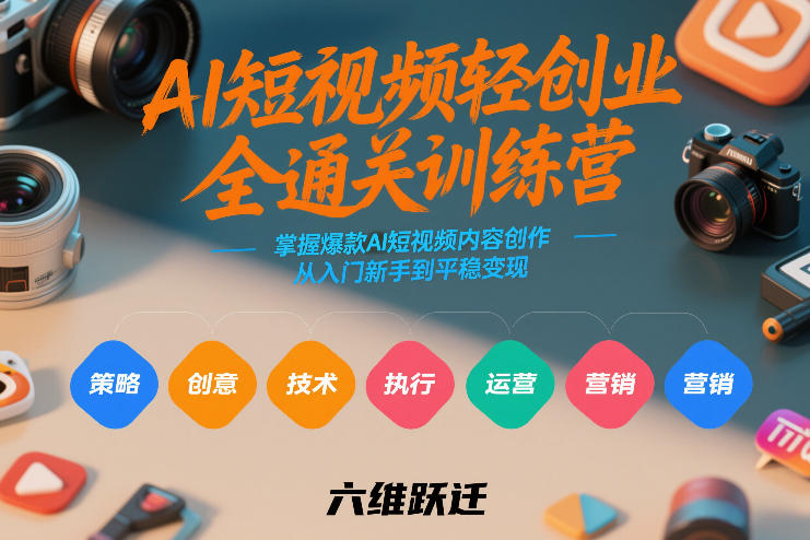 AI短视频轻创业全通关训练营，掌握爆款AI短视频内容创作，从入门新手到平稳变现的六维跃迁-来聚吧