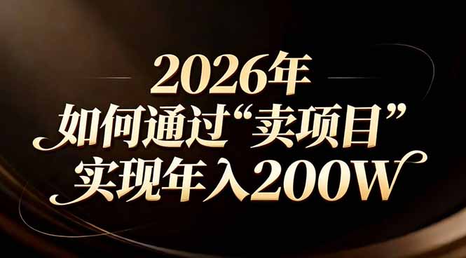 站在2026年的十字路口：一个普通人如何通过卖项目实现年入200万-来聚吧