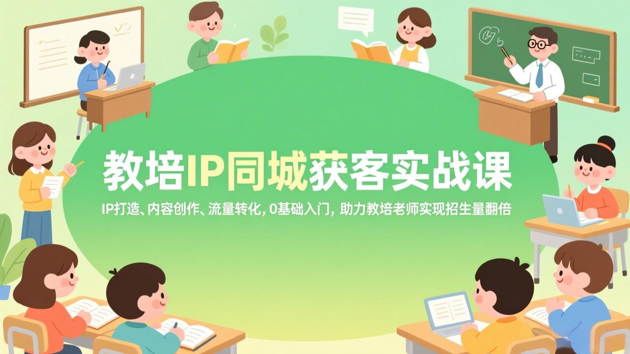 教培IP同城获客实战课,IP打造、内容创作、流量转化,0基础入门,助力教培老师实现招生量翻倍-来聚吧