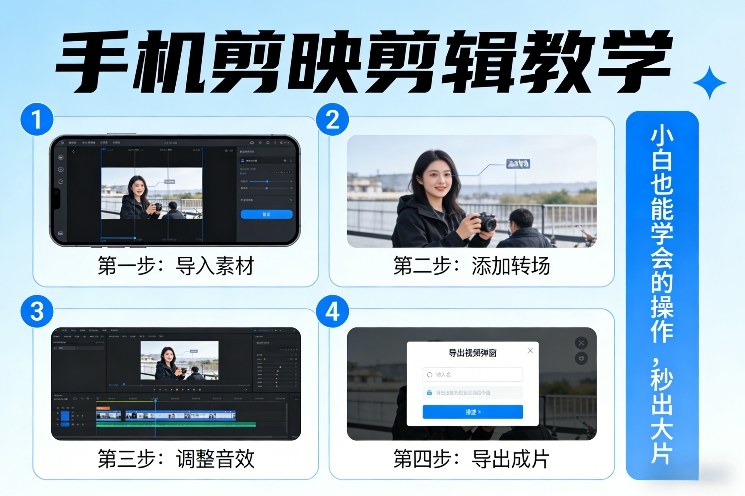 手机剪映剪辑教学，小白也能学会的操作，秒出大片-来聚吧