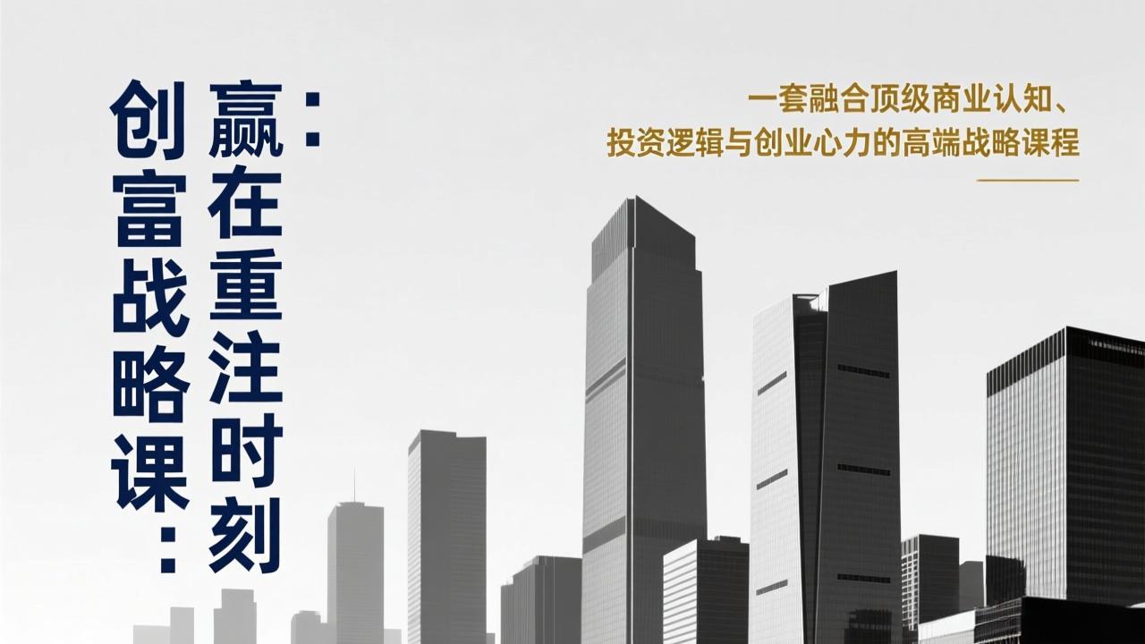 《创富战略课:赢在重注时刻》一套融合顶级商业认知、投资逻辑与创业心力的高端战略课程-来聚吧
