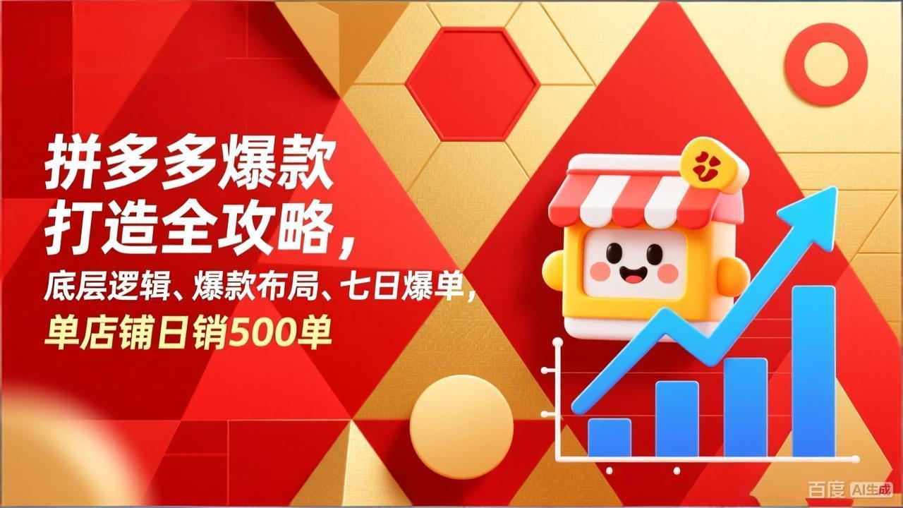 拼多多爆款打造全攻略，底层逻辑、爆款布局、七日爆单，单店铺日销500单-来聚吧