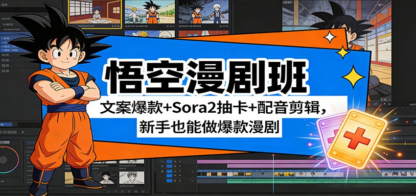悟空漫剧班：文案爆款+Sora2抽卡+配音剪辑，新手也能做爆款漫剧-来聚吧