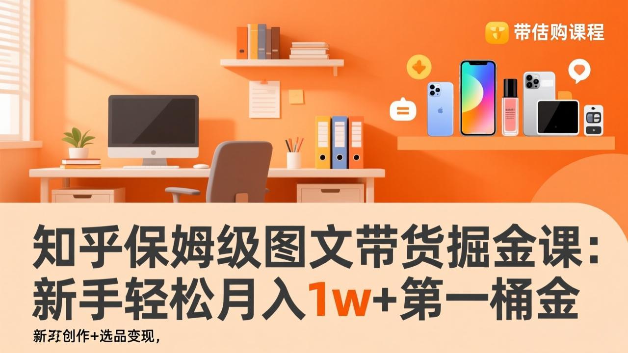 知乎保姆级图文带货掘金课：账号打造+爆文创作+选品变现，新手轻松月入1w+第一桶金-来聚吧