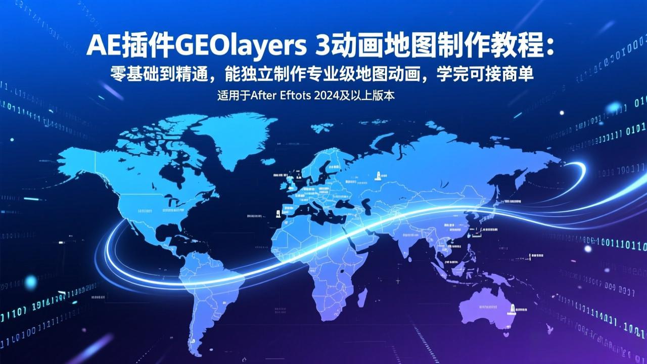 AE插件GEOlayers 3动画地图制作教程：零基础到精通，能独立制作专业级地图动画，学完可接商单-来聚吧