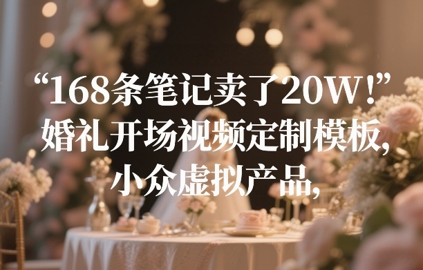 168条笔记卖了20W！婚礼开场视频定制模板，小众虚拟产品-来聚吧