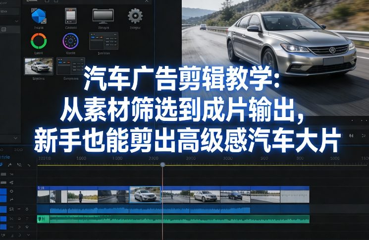 汽车广告剪辑教学：从素材筛选到成片输出，新手也能剪出高级感汽车大片-来聚吧