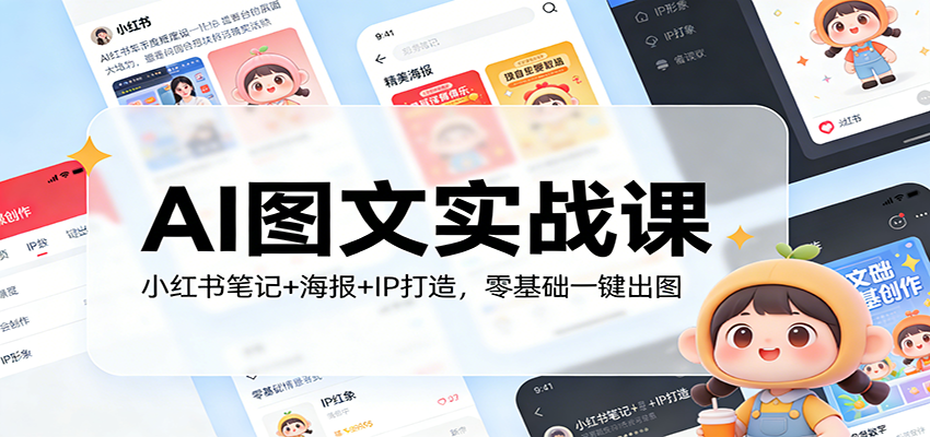 AI图文实战课：小红书笔记+海报+IP打造，零基础一键出图-来聚吧