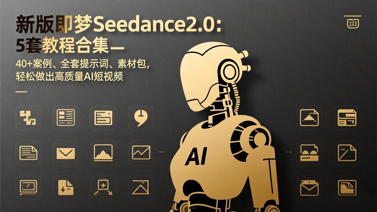 新版即梦Seedance2.0：5套教程合集，40+案例、全套提示词、素材包，轻松做出高质量AI短视频-来聚吧