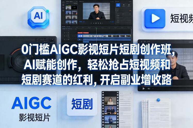 0门槛AIGC影视短片短剧创作班,AI赋能创作,轻松抢占短视频和短剧赛道的红利,开启副业增收路-来聚吧