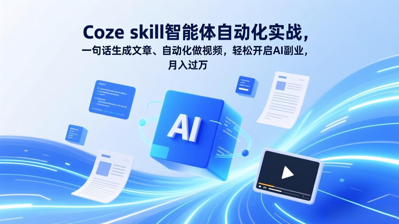 Coze skill智能体自动化实战,一句话生成文章、自动化做视频,轻松开启AI副业,月入过万-来聚吧