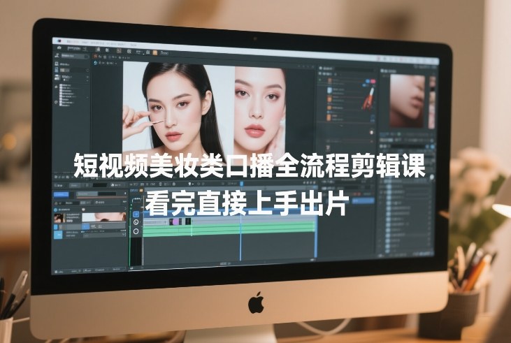 短视频美妆类口播全流程剪辑课，看完直接上手出片-来聚吧