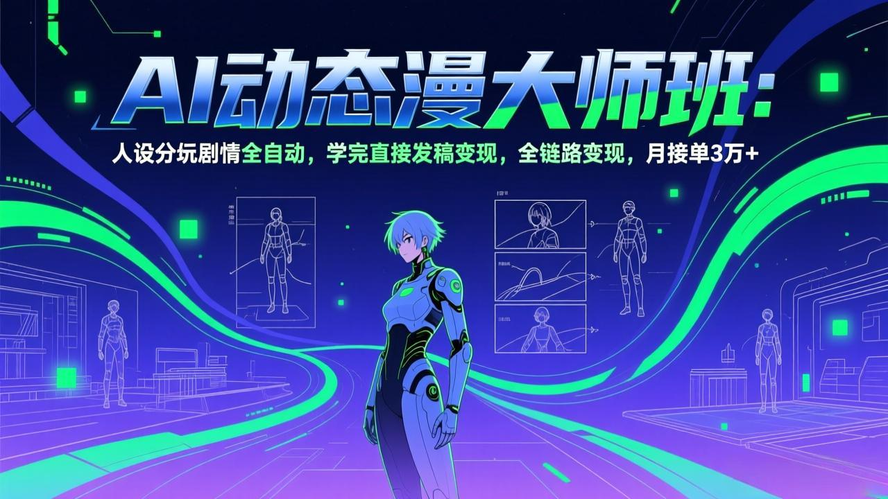 AI动态漫剧大师班：人设分镜剧情全自动，学完直接发稿变现，全链路变现，月接单3万+-来聚吧