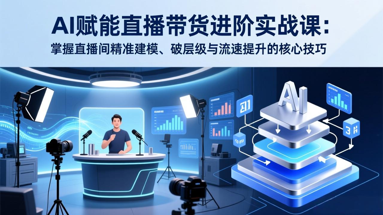 AI赋能直播带货进阶实战课：掌握直播间精准建模、破层级与流速提升的核心技巧-来聚吧