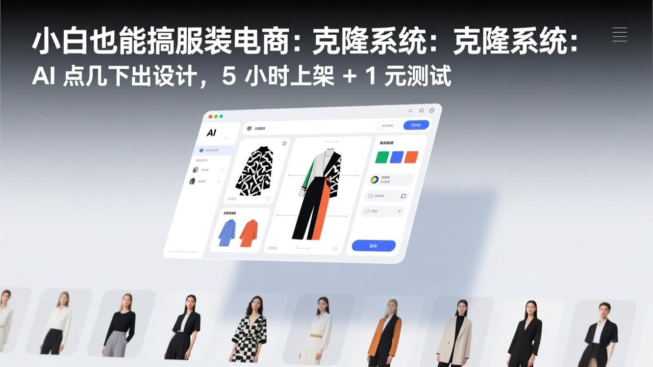 小白也能搞服装电商：克隆系统：AI 点几下出设计，5 小时上架 + 1 元测试-来聚吧