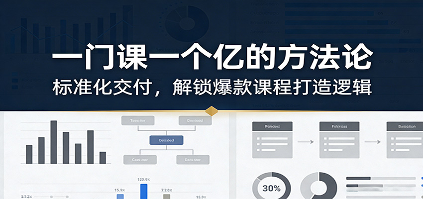 一门课一个亿的方法论：标准化交付，解锁爆款课程打造逻辑-来聚吧