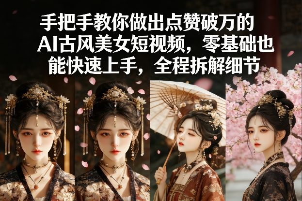 手把手教你做出点赞破万的AI古风美女短视频，零基础也能快速上手，全程拆解细节-来聚吧