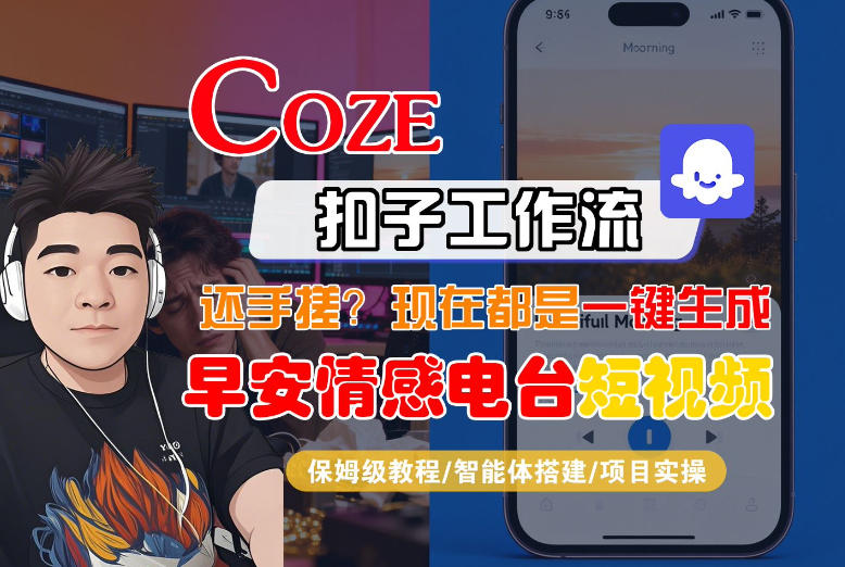 【Coze工作流搭建实操教程】【coze】早安情感电台日签视频还在手动做？用扣子工作流自动生成，省时90%-来聚吧