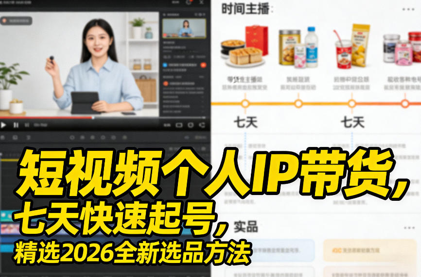短视频个人IP带货，七天快速起号，精选2026全新选品方法-来聚吧