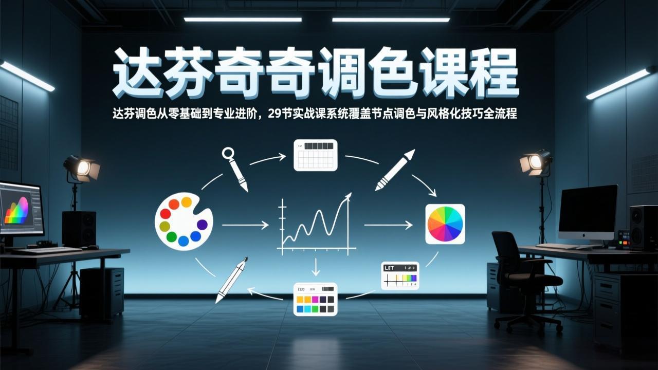 达芬奇调色从零基础到专业进阶，29节实战课系统覆盖节点调色与风格化技巧全流程-来聚吧