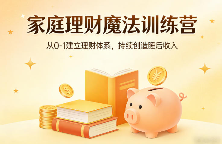家庭理财魔法训练营，从0-1建立理财体系，持续创造睡后收入-来聚吧