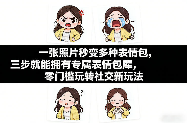 一张照片秒变多种表情包,三步就能拥有专属表情包库,零门槛玩转社交新玩法【文档】-来聚吧