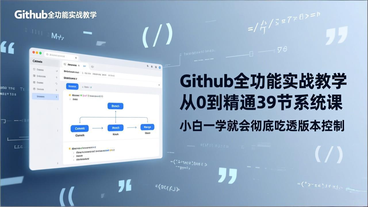 GitHub-全功能实战教学,从0到精通39节系统课,小白一学就会彻底吃透版本控制-来聚吧
