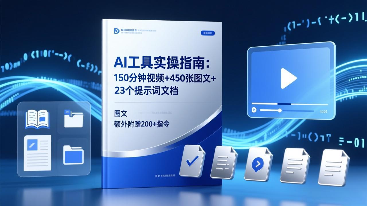 AI工具实操指南：150分钟视频+450张图文+23个提示词文档，额外附赠200+指令-来聚吧
