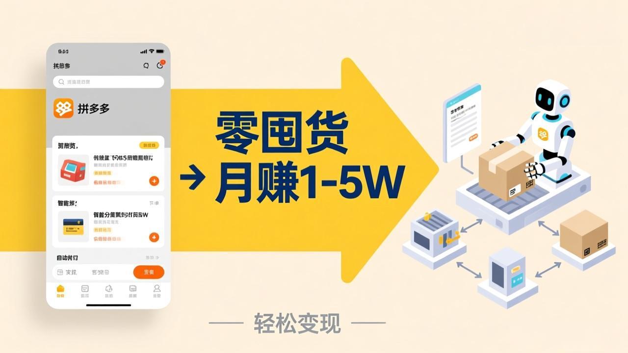 不用囤货不用跑单!拼多多虚拟玩法,机器人管理发货和客服,帮你月赚 1-5W-来聚吧