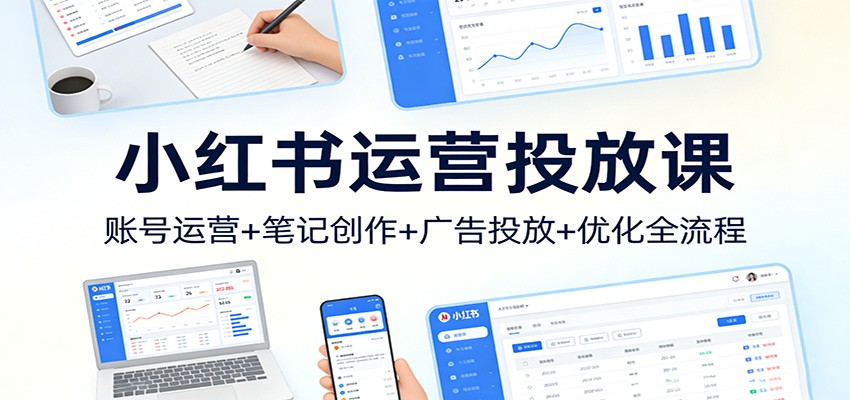 小红书运营投放课：账号运营+笔记创作+广告投放+优化全流程-来聚吧