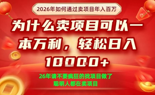 一单净利润1K+,26年想年入100个W,死磕卖项目就够了【揭秘】-来聚吧