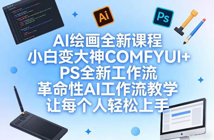 AI绘画全新课程，小白变大神COMFYUI+PS全新工作流，革命性AI工作流教学，让每个人轻松上手-来聚吧