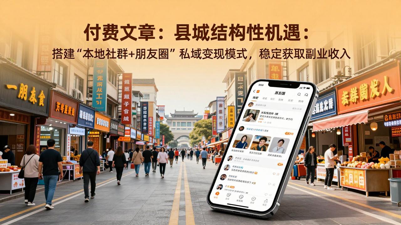 付费文章：县城结构性机遇：搭建“本地社群+朋友圈”私域变现模式，稳定获取副业收入-来聚吧