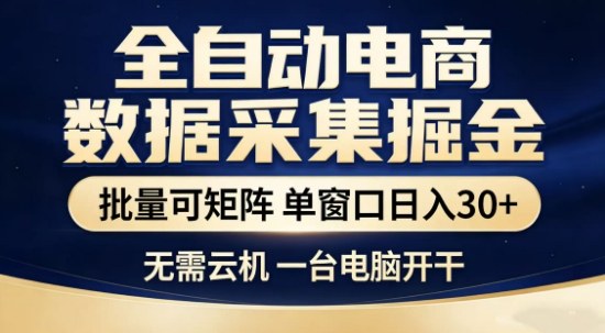 独家电商数据全自动采集项目，批量可矩阵，单窗口轻松日入3张+【揭秘】-来聚吧