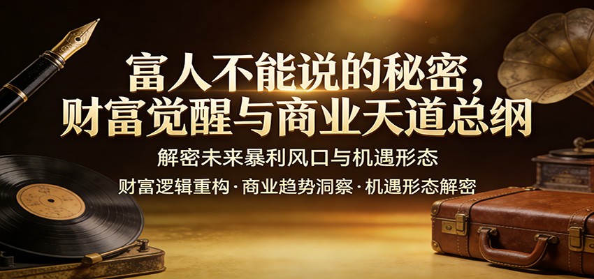 富人不能说的秘密，财富觉醒与商业天道总纲，解密未来暴利风口与机遇形态-来聚吧