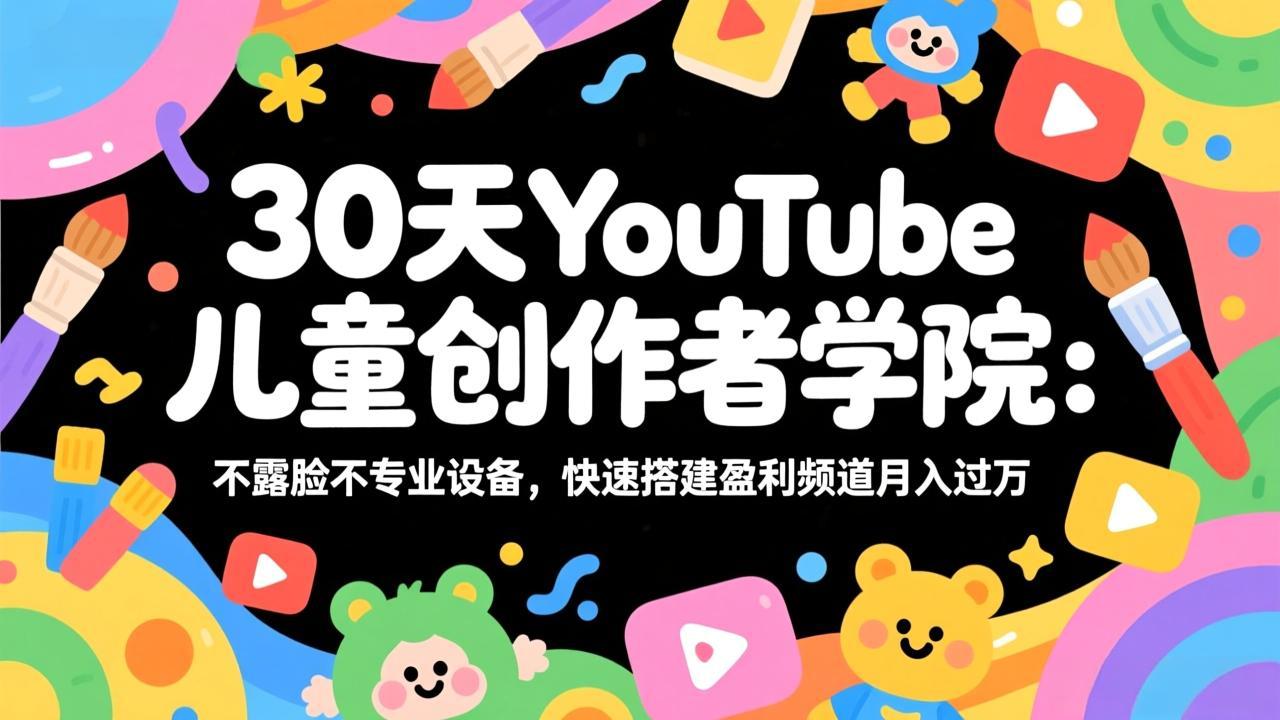 30天YouTube儿童创作者学院:不露脸不专业设备,快速搭建盈利频道月入过万-来聚吧
