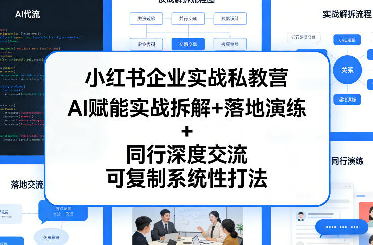 小红书企业实战私教营,AI赋能实战拆解+落地演练+同行深度交流,可复制系统性打法-来聚吧