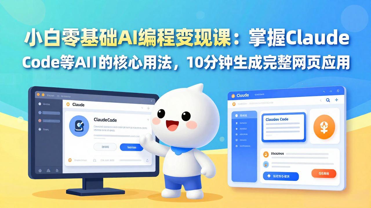 小白零基础AI编程变现课:掌握Claude Code等AI工具的核心用法,10分钟生成完整网页应用-来聚吧