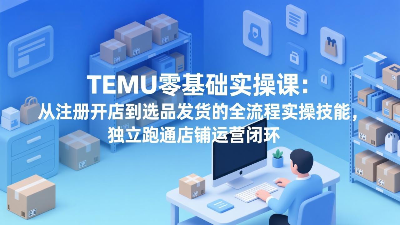 TEMU零基础实操课:从注册开店到选品发货的全流程实操技能,独立跑通店铺运营闭环-来聚吧