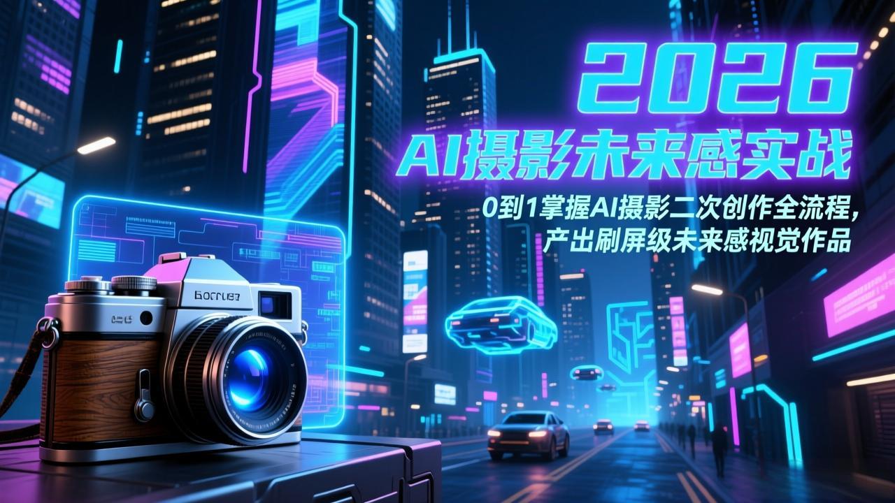 2026 AI摄影未来感实战:0到1掌握AI摄影二次创作全流程,产出刷屏级未来感视觉作品-来聚吧