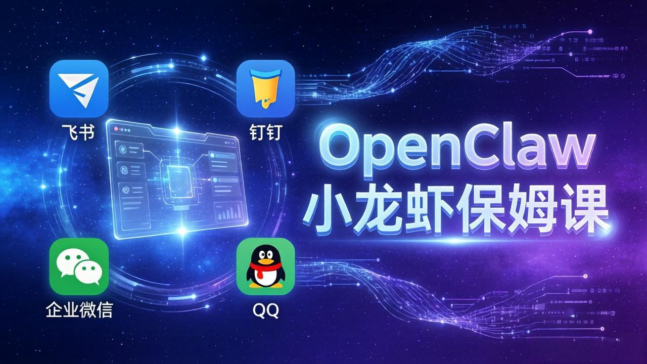 OpenClaw小龙虾保姆课: Windows/macOS/Linux/Docker全系统安装,飞书+钉钉+企业微信+QQ 全接入-来聚吧