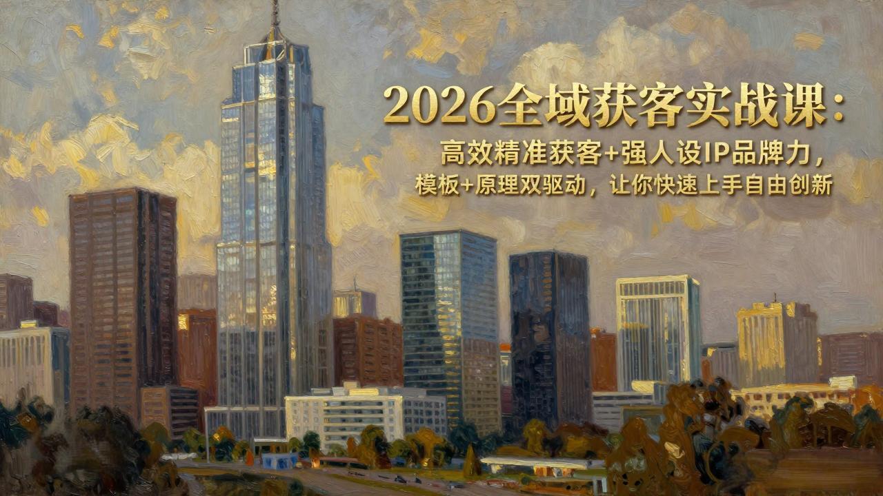 2026全域获客实战课：高效精准获客+强人设IP品牌力，模板+原理双驱动，让你快速上手自由创新-来聚吧
