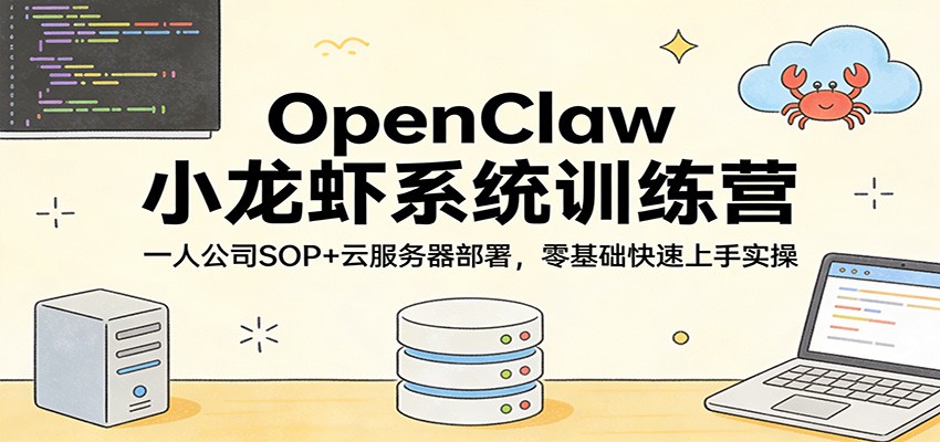 OpenClaw小龙虾系统训练营:一人公司SOP,云服务器部署,零基础快速上手实操-来聚吧