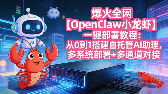 爆火全网【OpenClaw 小龙虾】一键部署教程:从0到1搭建自托管AI助理,多系统部署+多通道对接-来聚吧