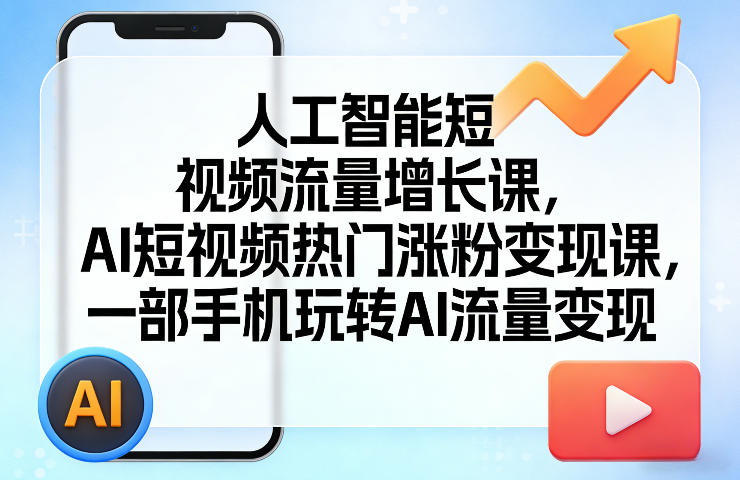 人工智能短视频流量增长课，AI短视频热门涨粉变现课，一部手机玩转AI流量变现-来聚吧