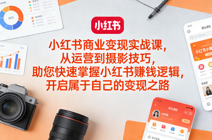 小红书商业变现实战课，从运营到摄影技巧，助您快速掌握小红书賺钱逻辑，开启属于自己的变现之路-来聚吧
