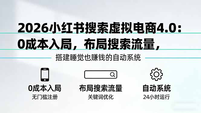 2026小红书搜索虚拟电商4.0：0成本入局，布局搜索流量，搭建睡觉也赚钱的自动系统-来聚吧