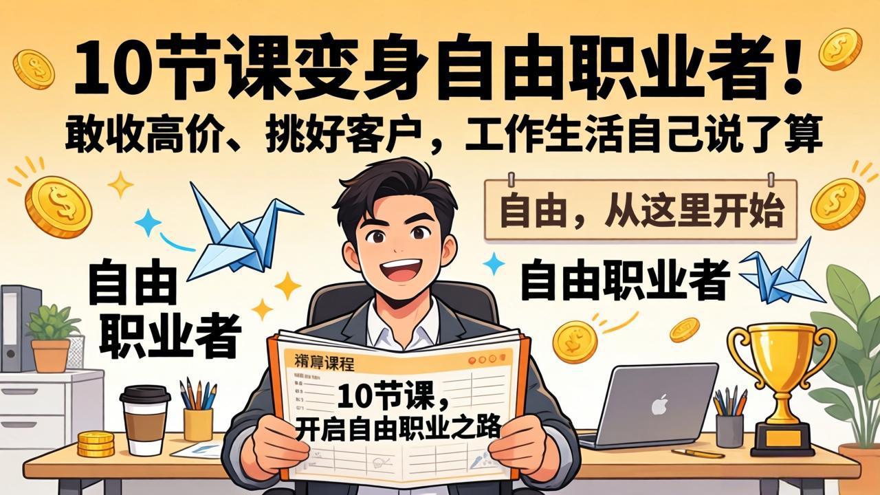 10 节课变身自由职业者！敢收高价、挑好客户，工作生活自己说了算-来聚吧