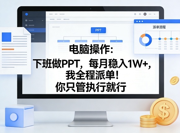 电脑操作:下班做PPT,每月稳入1W+,我全程派单!你只管执行就行【揭秘】-来聚吧