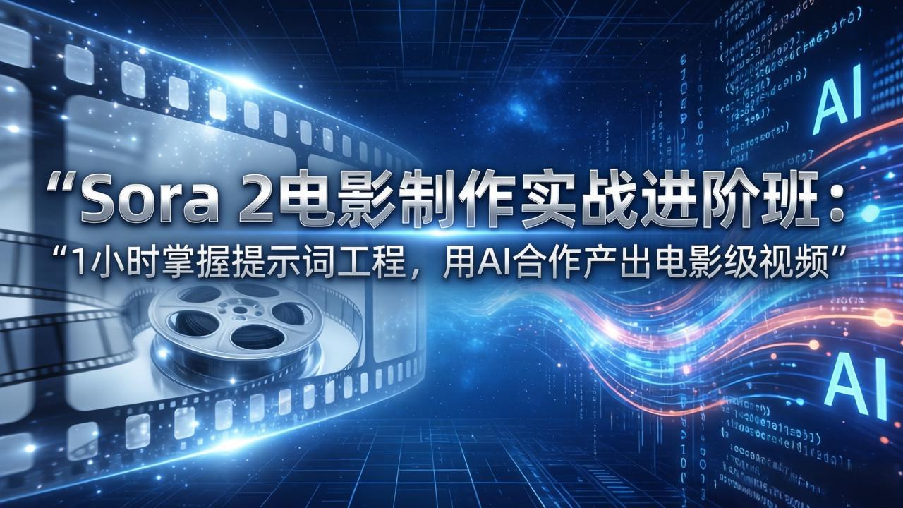 Sora 2电影制作实战进阶班:1小时掌握提示词工程,用AI合作产出电影级视频-来聚吧